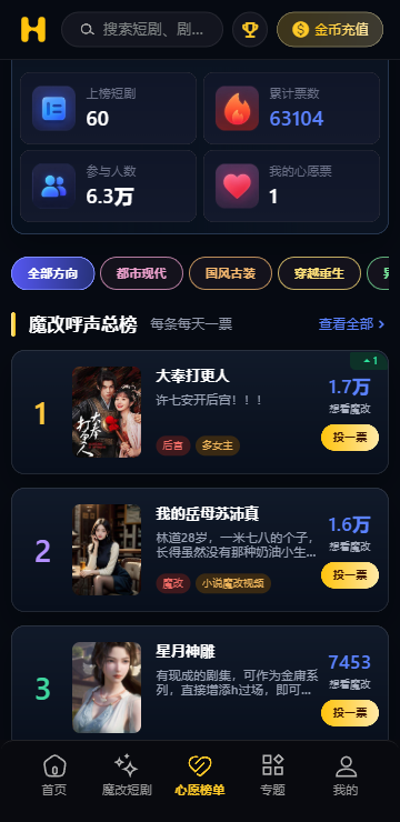 热榜界面示意